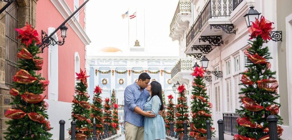 Natalie and Guarionex were gifted a Romantic Newlywed Session with me in Puerto Rico. I photographed their session during Christmas in Old San Juan, PR.