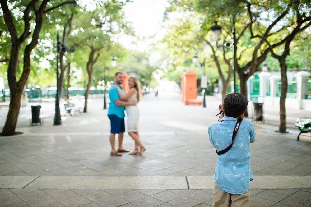 Michelle and Johnathan incorporated their kid into their engagement portrait session at Old San Juan Puerto Rico