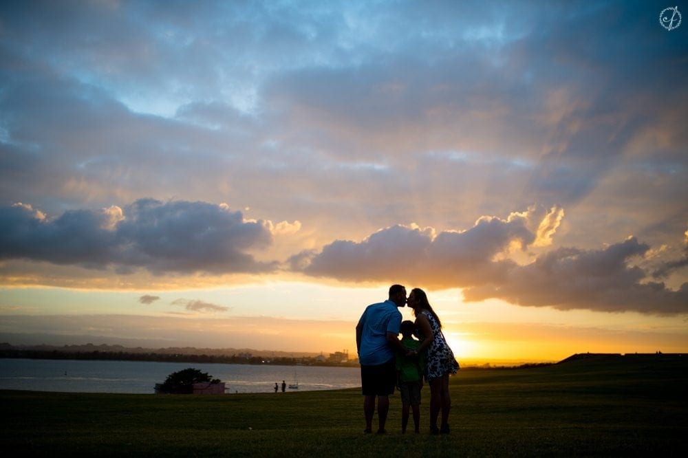Michelle and Johnathan incorporated their kid into their engagement portrait session at Old San Juan Puerto Rico
