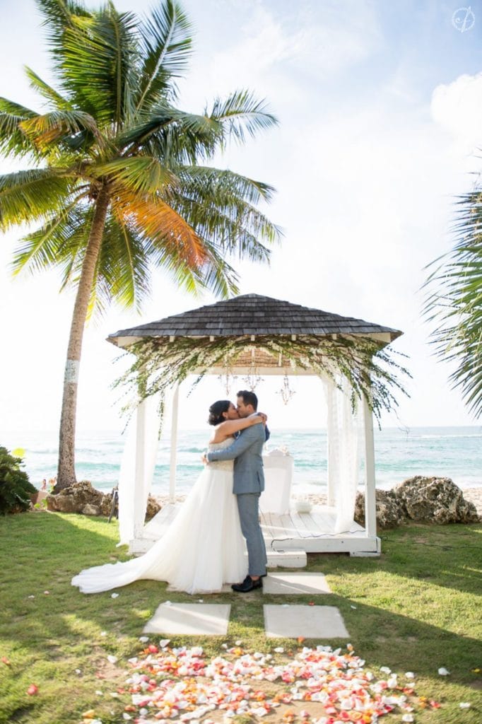 Romantic destination beach wedding at Villa Montana Resort by Puerto Rico wedding photographer Camille Fontanez