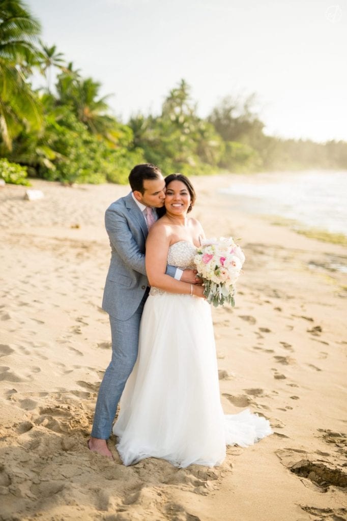 Romantic destination beach wedding at Villa Montana Resort by Puerto Rico wedding photographer Camille Fontanez