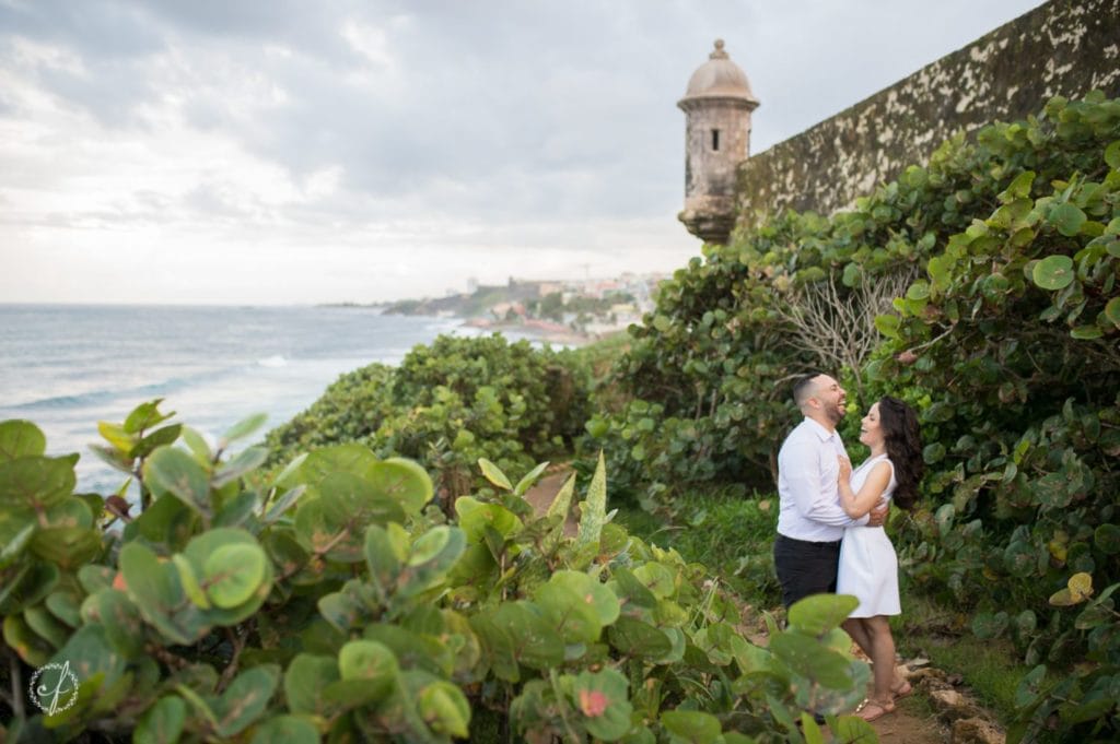 Beach Engagement Portrait Session at El Morro Old San Juan by Puerto Rico wedding photographer Camille Fontanez
