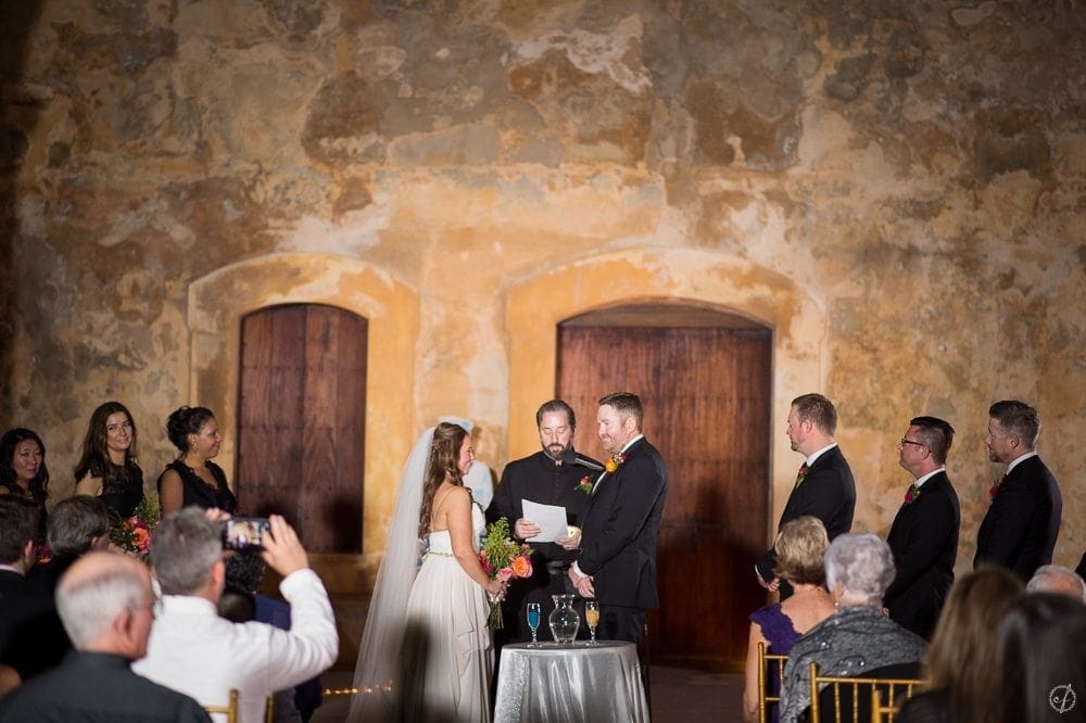 destination wedding ceremony photography at Castillo San Cristobal Old San Juan