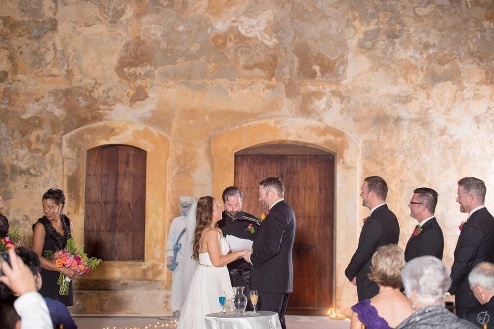 destination wedding ceremony photography at Castillo San Cristobal Old San Juan
