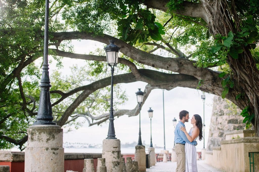 Engagement vacation photos at historic Old San Juan Puerto Rico