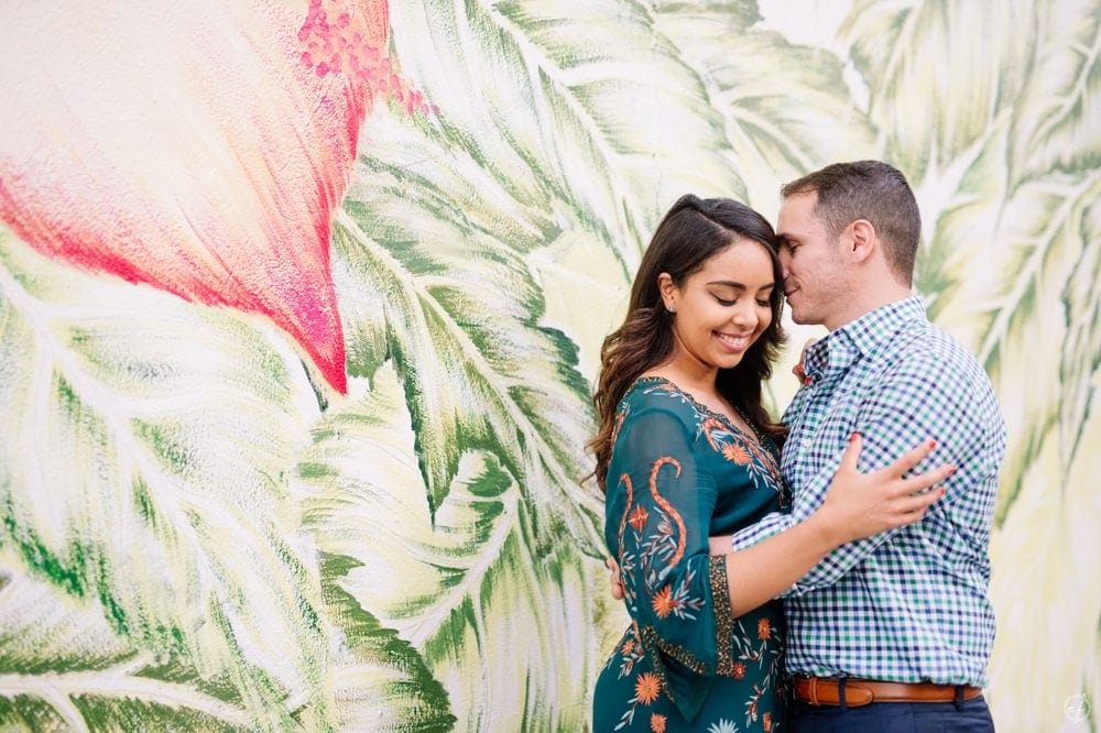 Wall art graffiti engagement session in Calle Loiza Puerto Rico by Camille Fontanez