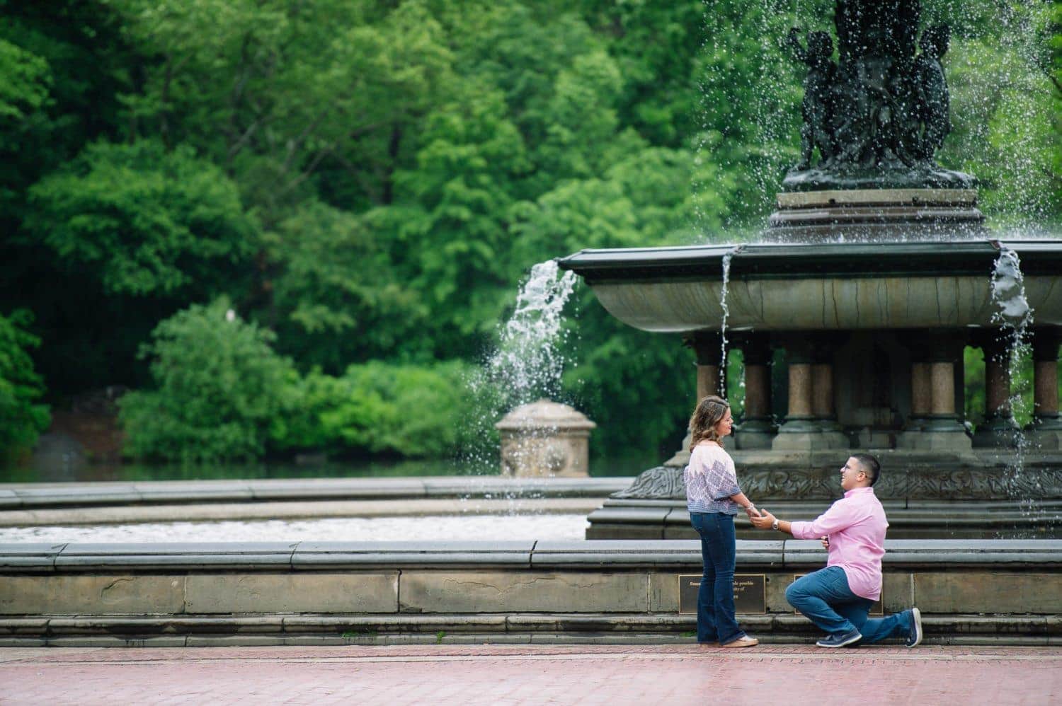 Marriage Proposal at Bethesda Terrace in Central Park.