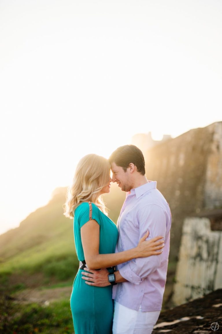 engagement photos at sunrise in Old San Juan, Puerto Rico by Camille Fontanez