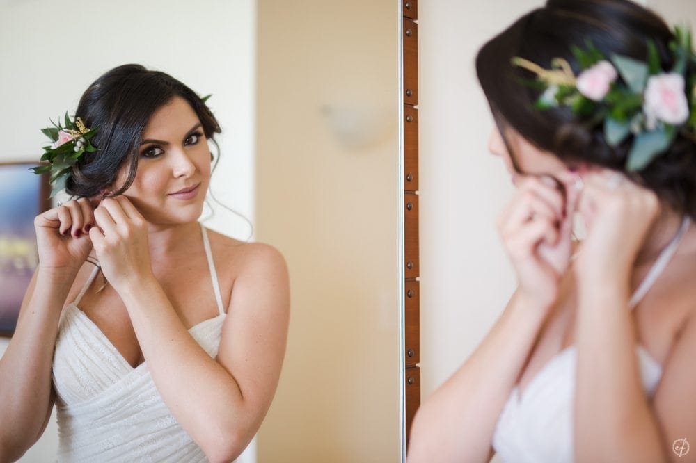 Bride and groom getting ready photos at Intercontinental Hotel by wedding photographer Camille Fontanez