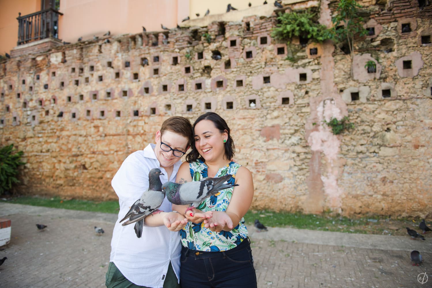 lgbt friendly wedding photographer Camille Fontanez captures Emily and Ana's engagement vacation portrait session in Old San Juan, Puerto Rico