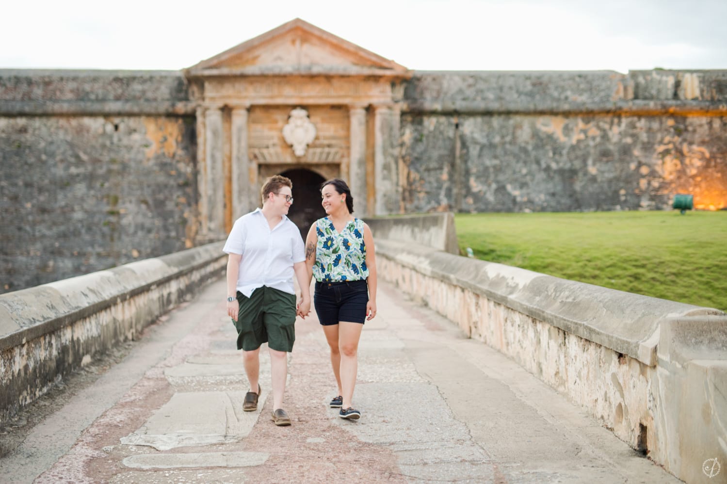 lgbt friendly wedding photographer Camille Fontanez captures Emily and Ana's engagement vacation portrait session in Old San Juan, Puerto Rico