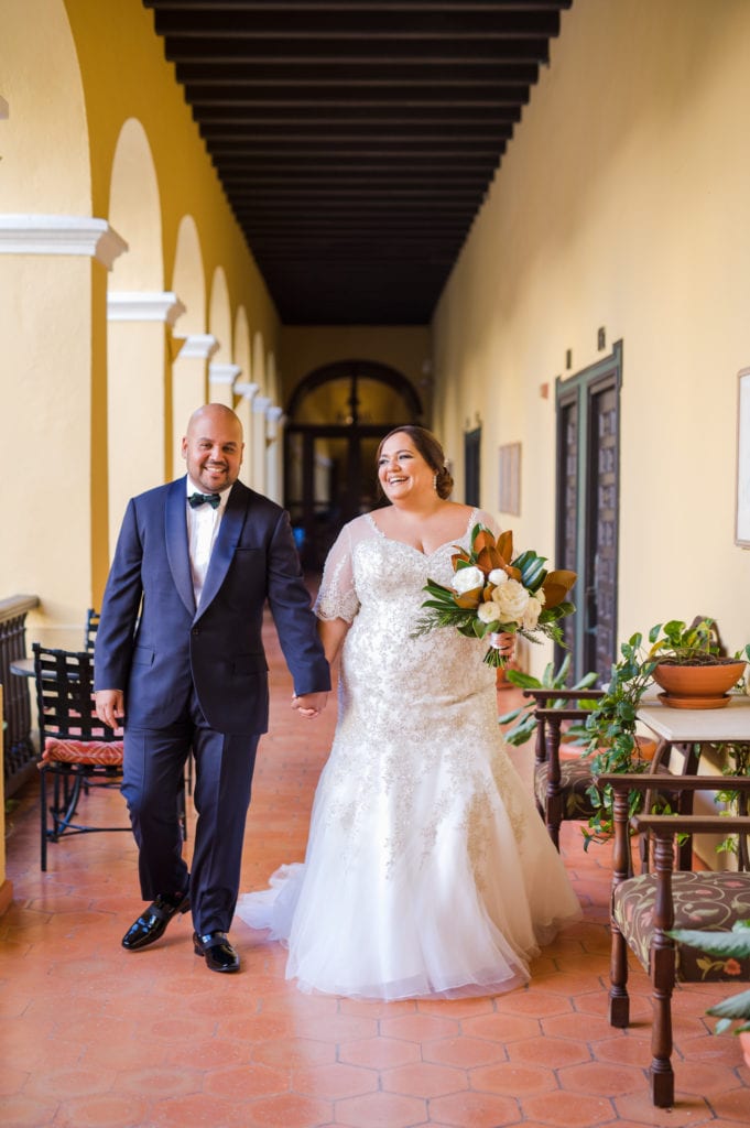 beautiful destination wedding photos in Hotel El Convento at Viejo San Juan by Puerto Rico wedding photographer Camille Fontanez