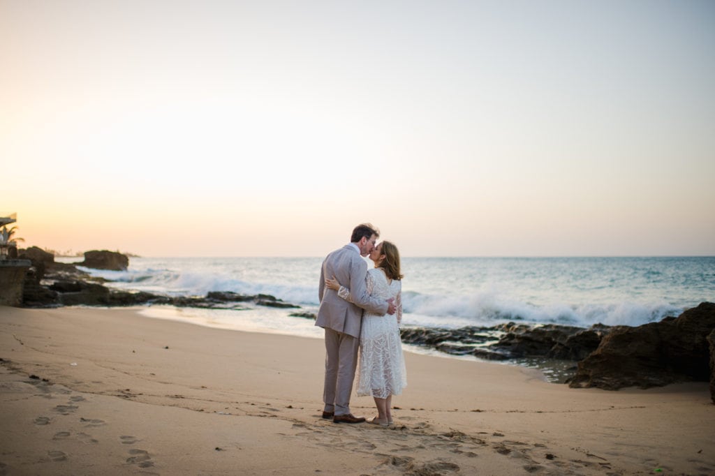 sunset beach elopement at Condado Vanderbilt by photographer Camille Fontanez