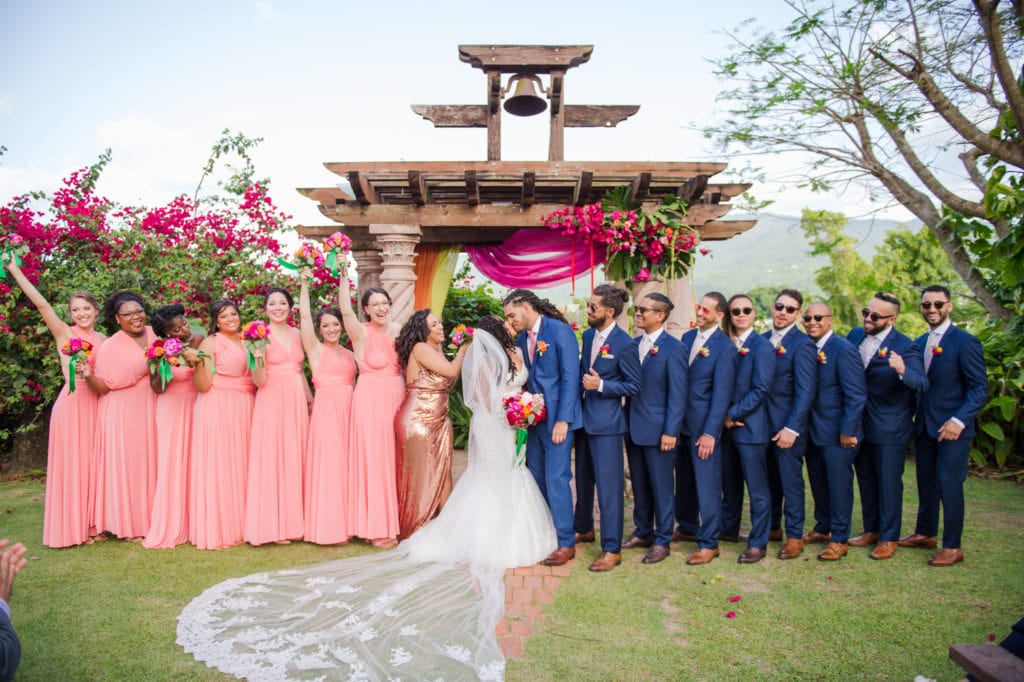 wedding party photo at the altar of Hacienda Siesta Alegre Puerto Rico