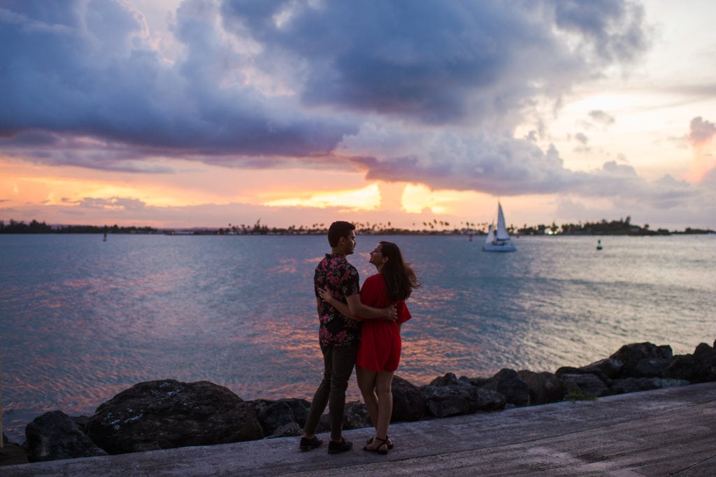 surprise marriage proposal at El Morro Fortress in Old San Juan by Puerto Rico wedding photographer Camille Fontanez