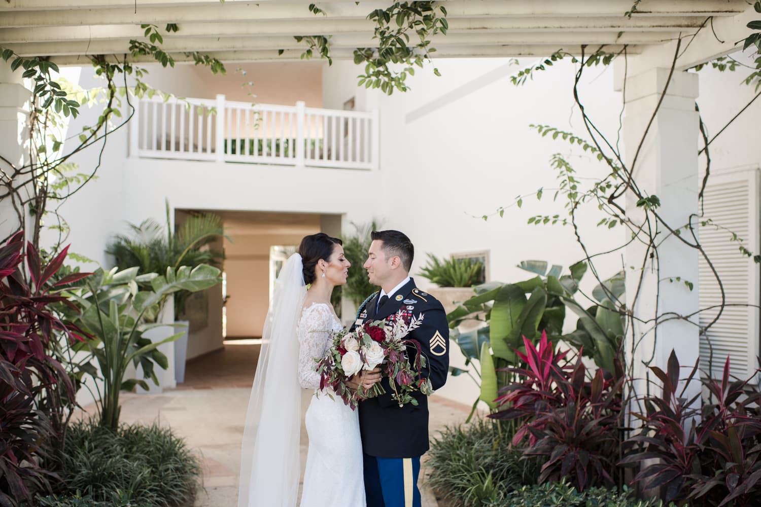 wedding couple getting ready and first look photos at El San Juan Resort