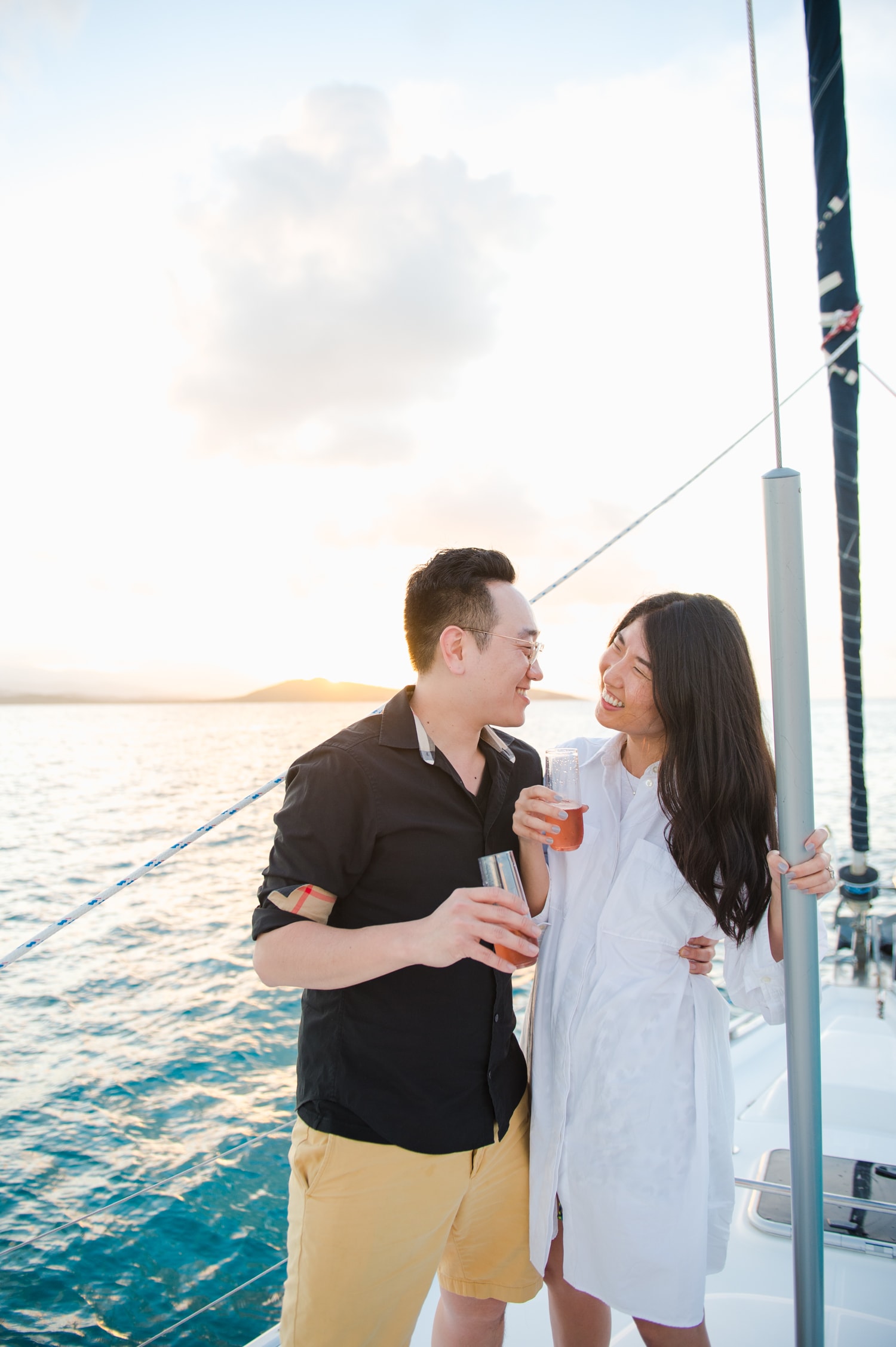 marriage proposal photos at a sailboat tour to Icacos Island by Puerto Rico wedding photographer Camille Fontz
