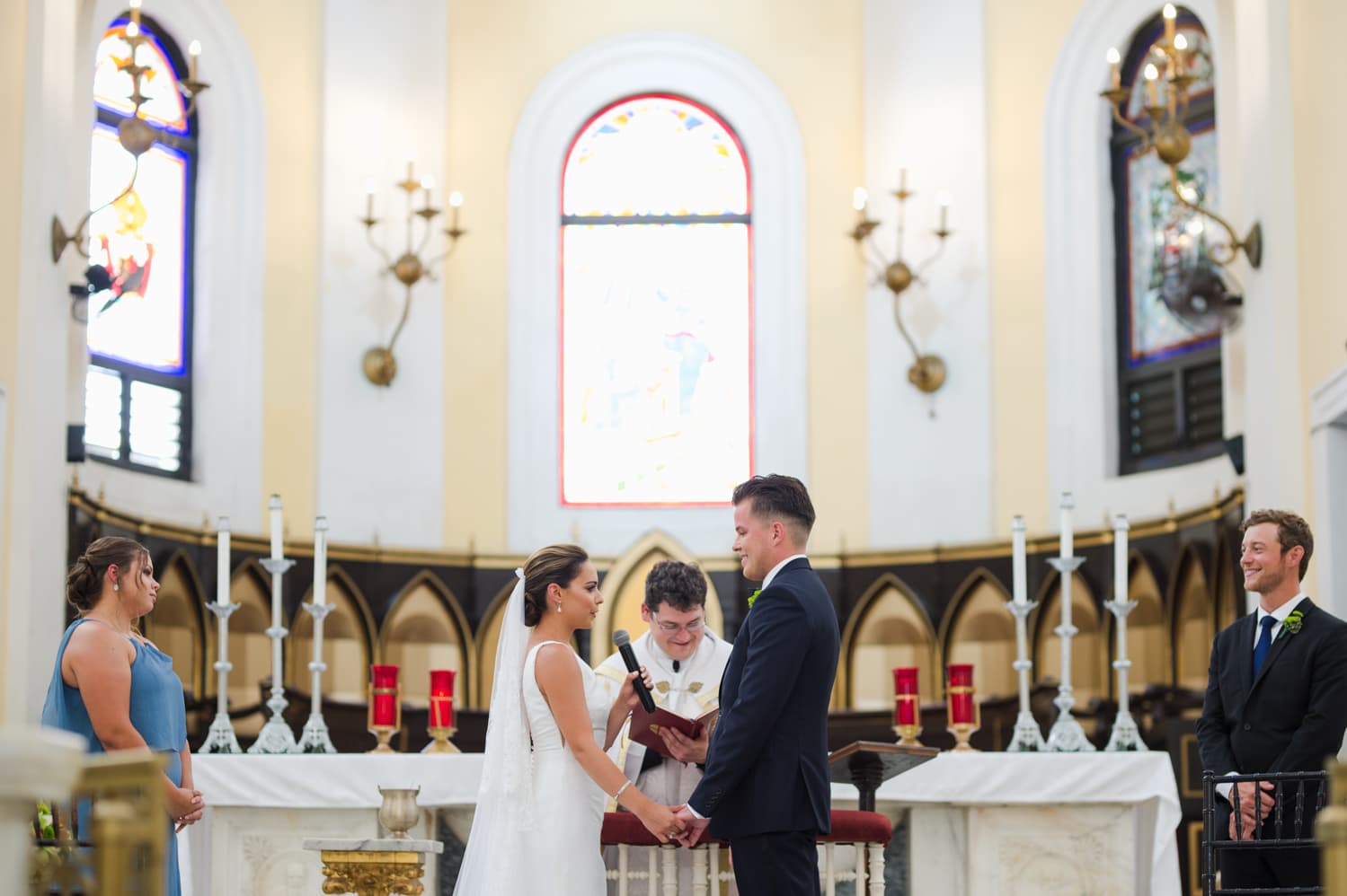 Catholic wedding ceremony photography at San Juan Bautista Cathedral, Puerto Rico