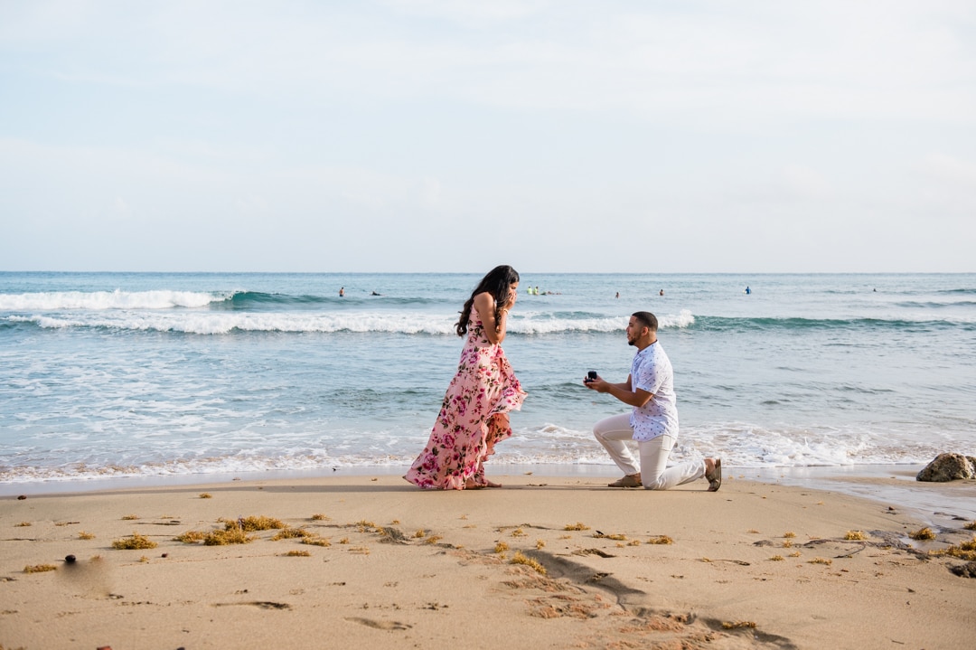 sunrise proposal photos in aguadilla puerto rico by wedding photographer Camille Fontanez