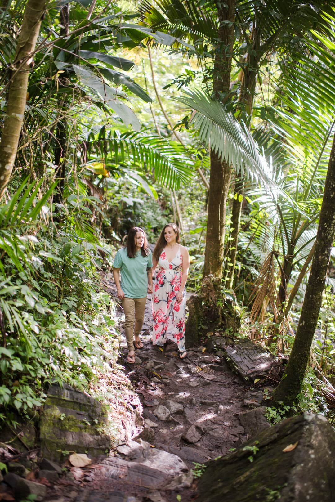 LGBT friendly engagement photos at El Yunque rainforest in Puerto Rico