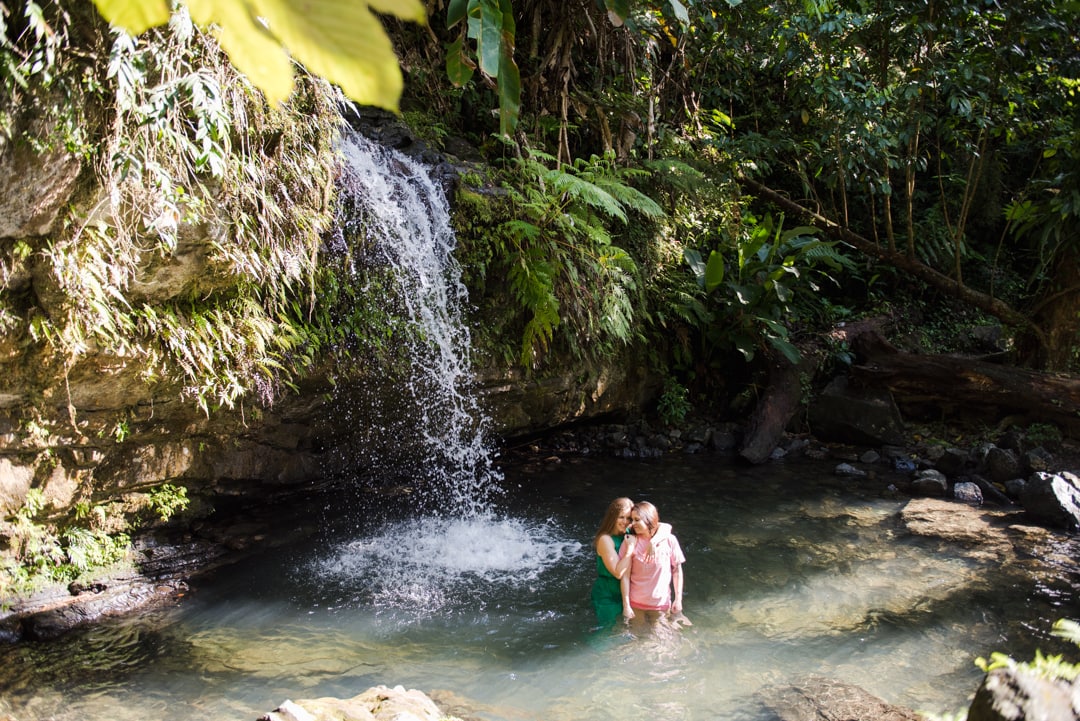 LGBT friendly engagement photos at El Yunque rainforest in Puerto Rico