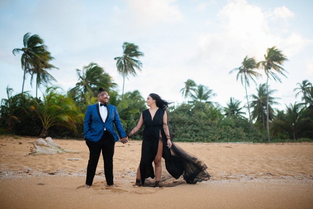 lesbian and black beach engagement photos in puerto rico