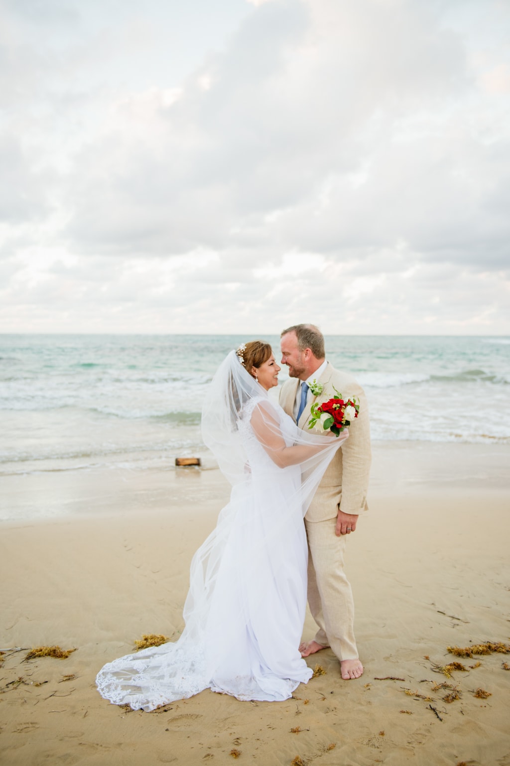 Beautiful beach photos of an elopement in Playa Azul in Luquillo