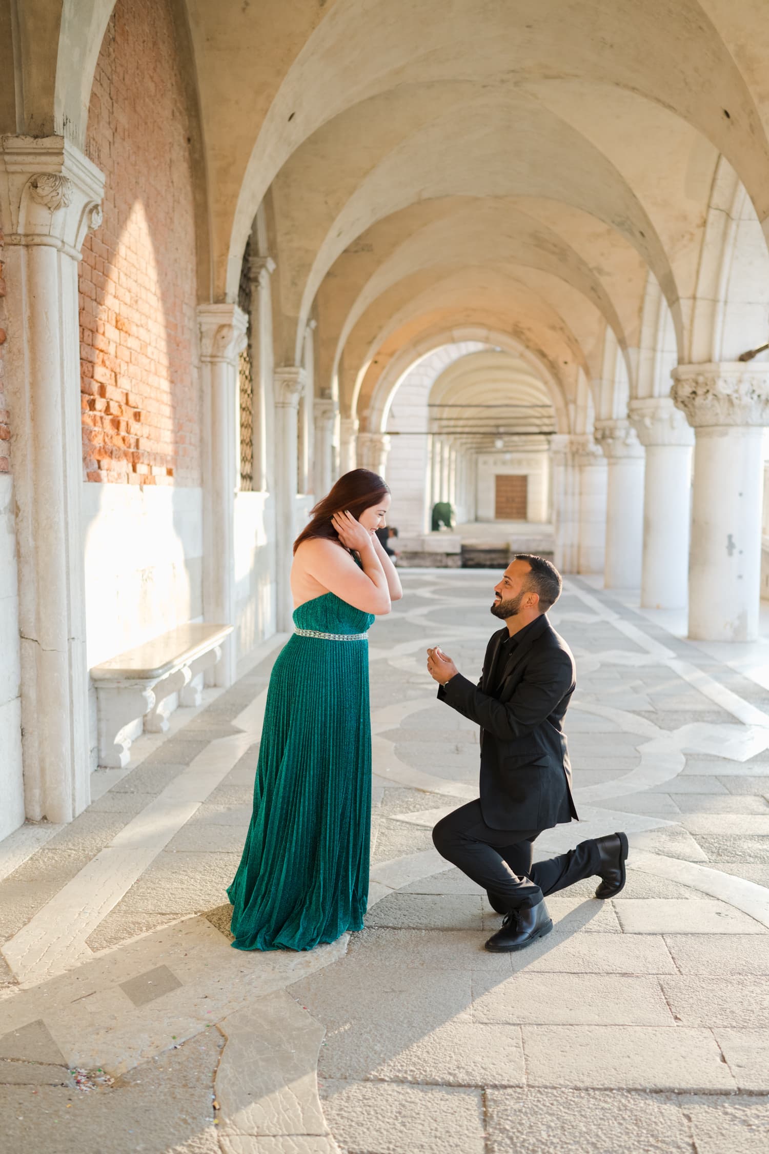 surprise proposal engagement photos in venice italy