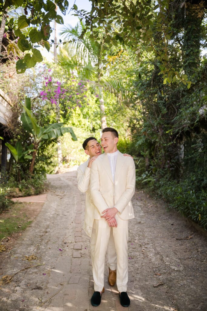 first look gay wedding at hacienda siesta alegre