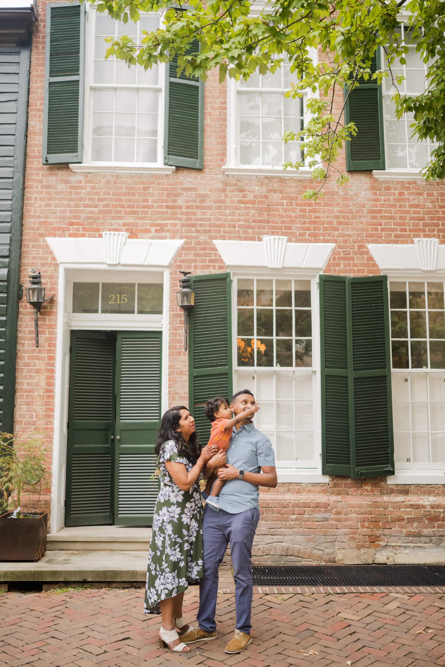 family photography portraits in street harbor outdoors of old town alexandria virginia