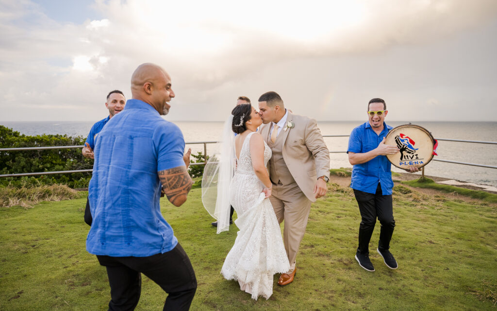 old san juan elopement at el morro fortress with plena music to celebrate