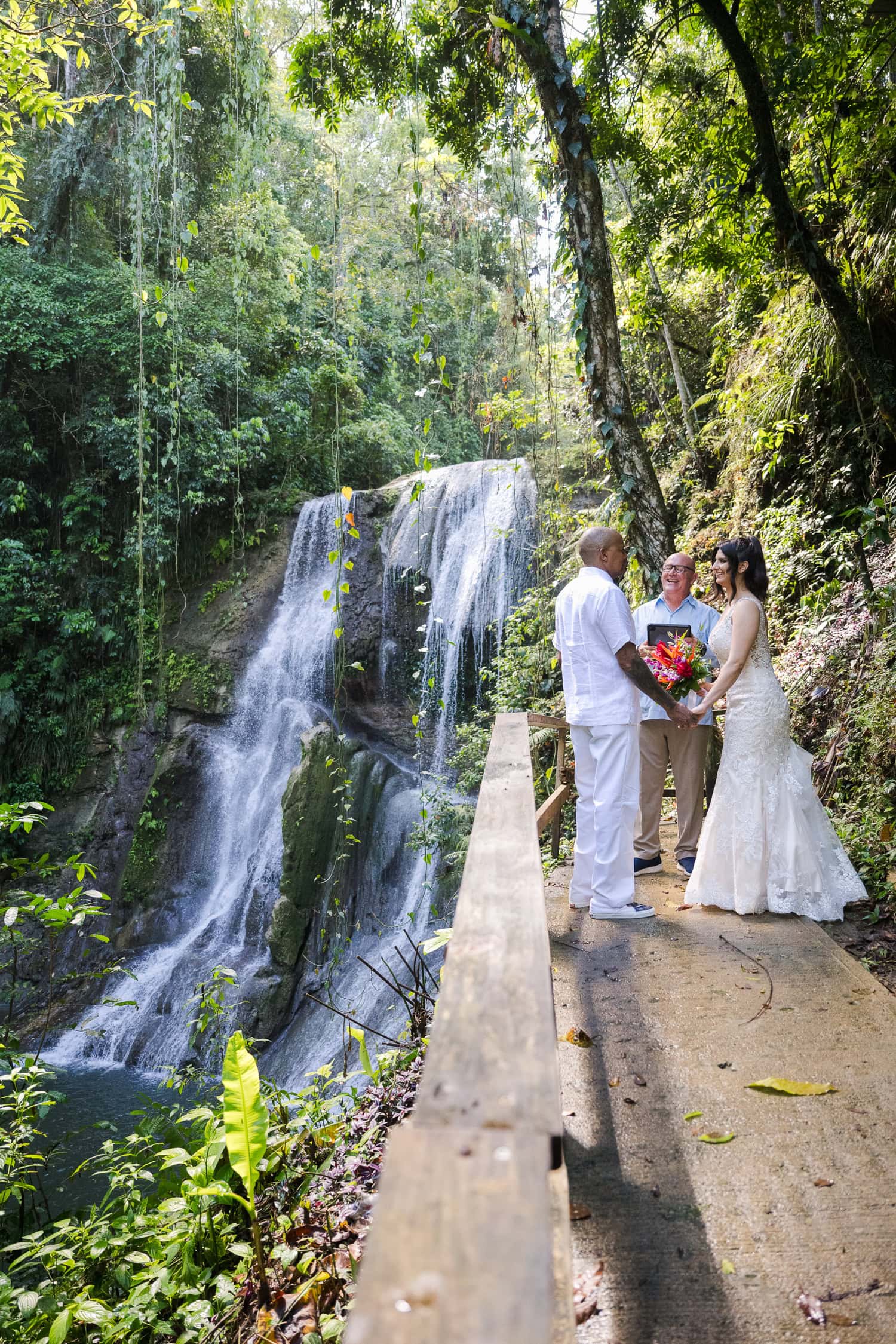 intimate elopement wedding photos at Cascada Gozalandia Falls in San Sebastian Puerto Rico