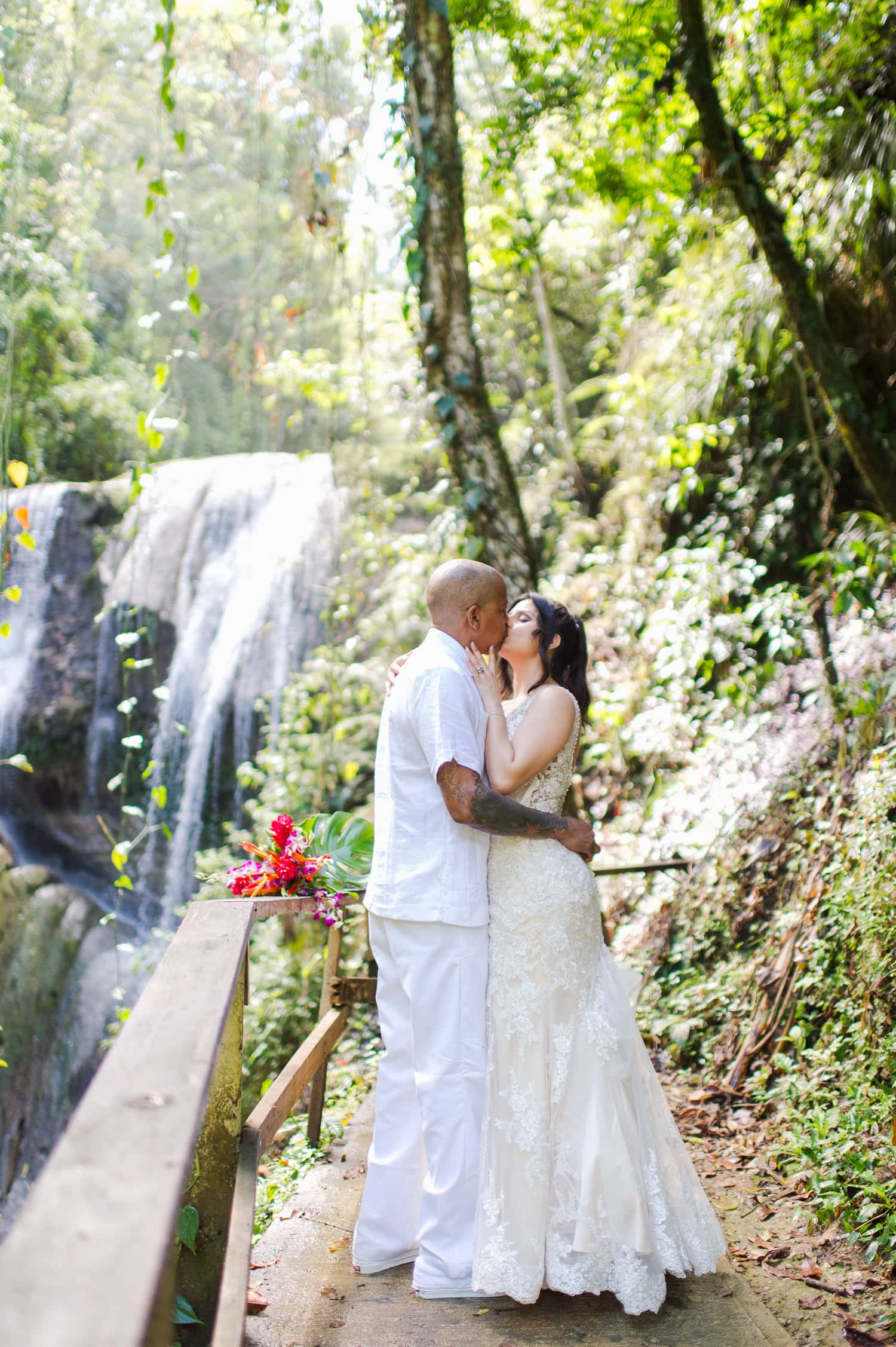 intimate elopement wedding photos at Cascada Gozalandia Falls in San Sebastian Puerto Rico