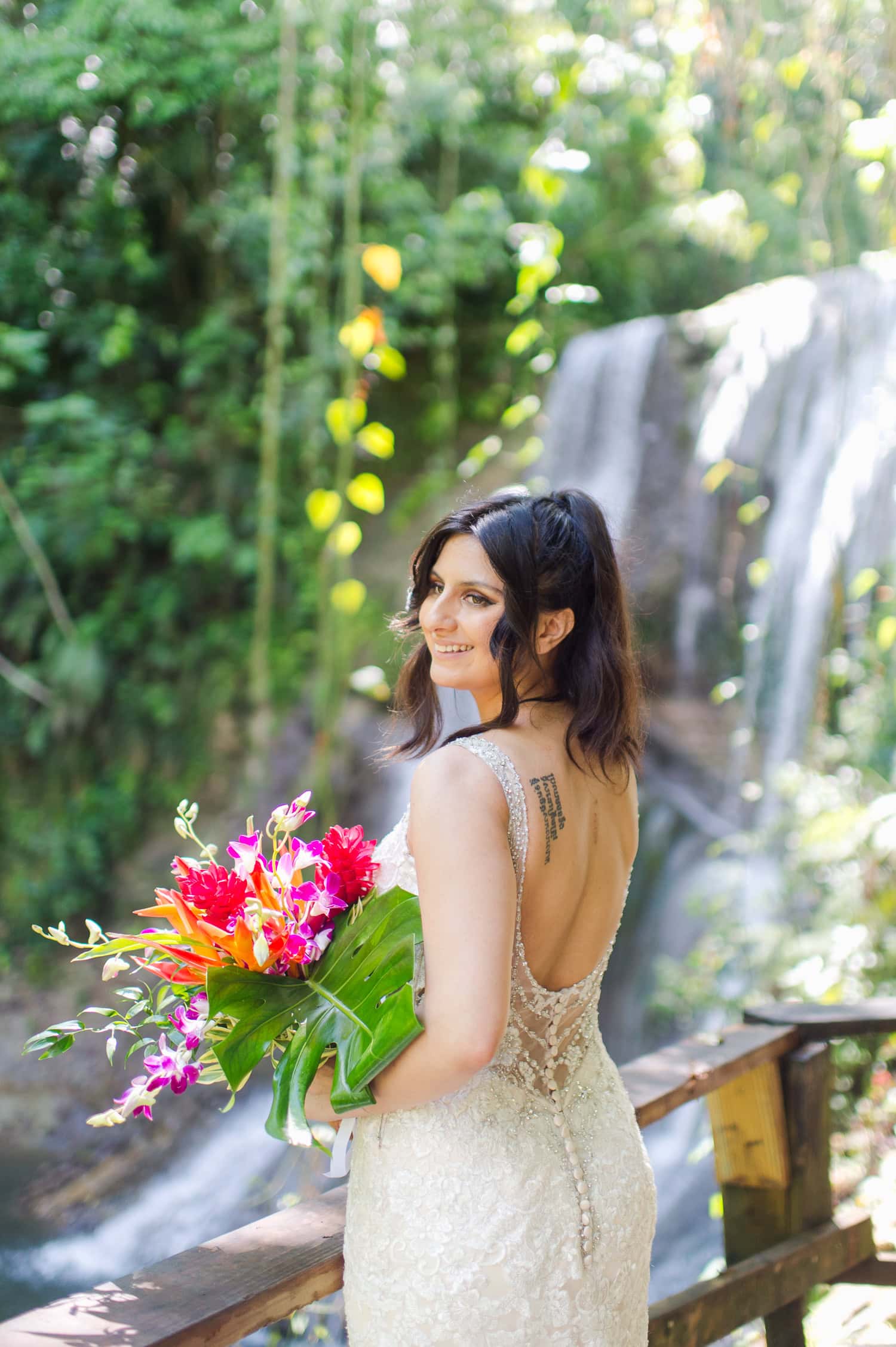 intimate elopement wedding photos at Cascada Gozalandia Falls in San Sebastian Puerto Rico