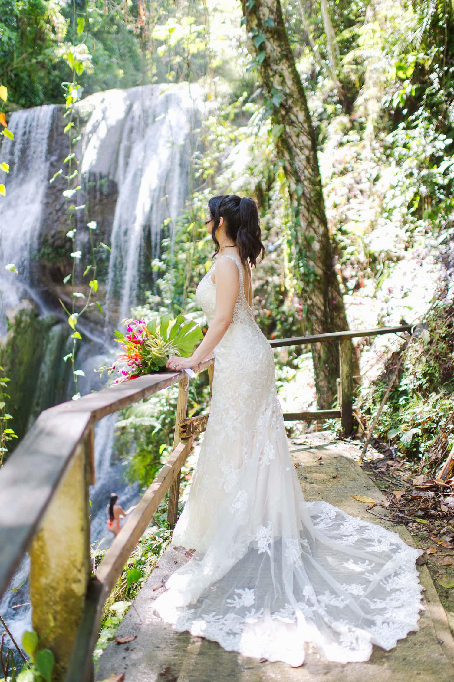 intimate elopement wedding photos at Cascada Gozalandia Falls in San Sebastian Puerto Rico