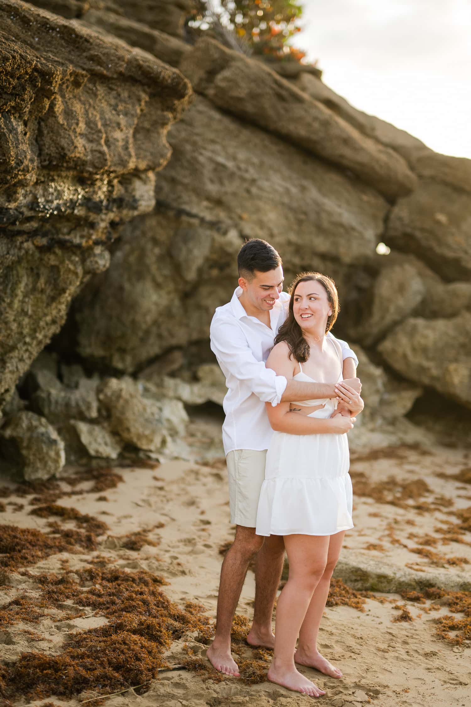 A heartfelt beach engagement proposal and photo session in Rincon Puerto Rico. Jose surprised Rachel with a romantic sunset moment and candid portraits by the water.