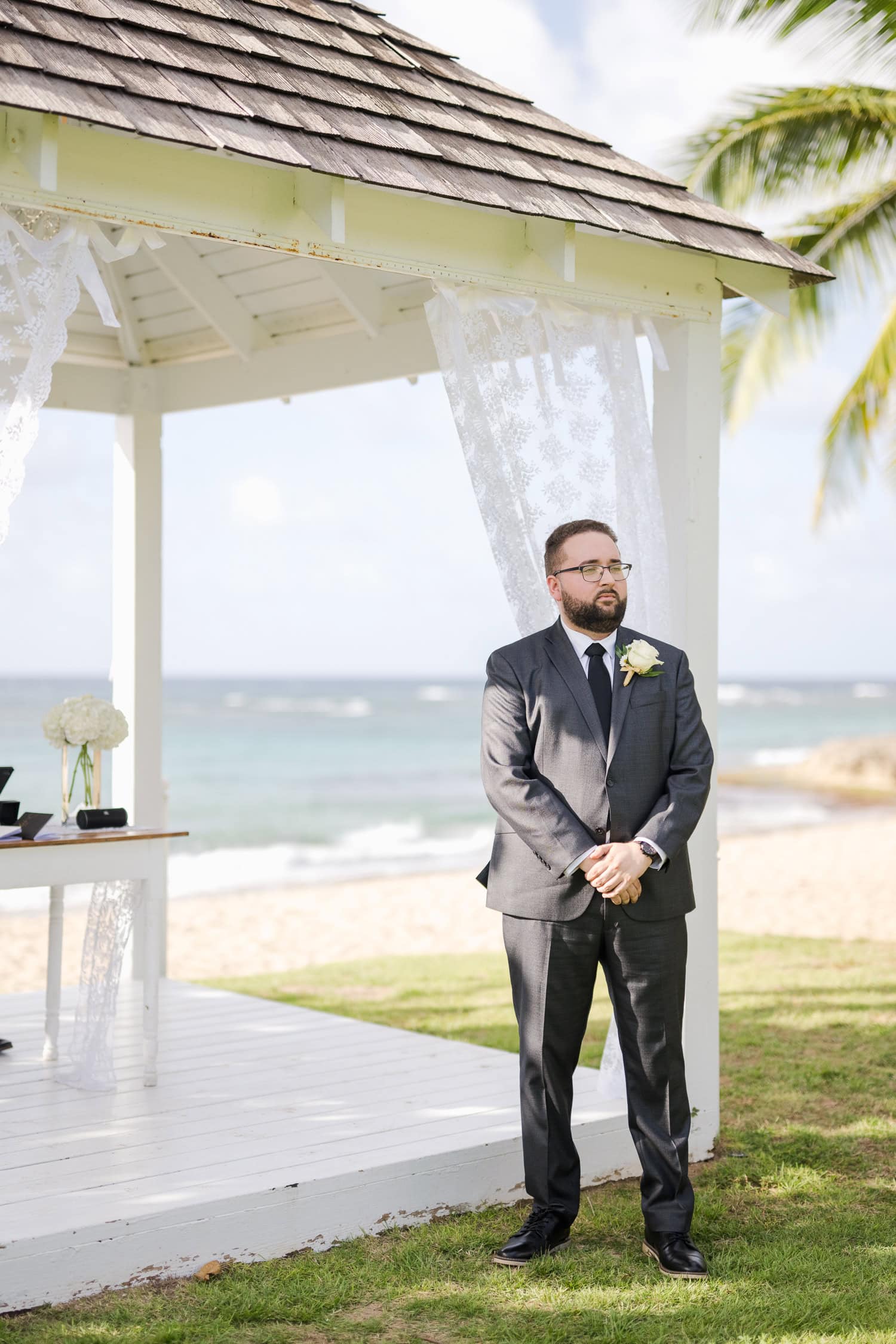 sunset elopement at villa montana beach resort in isabela, puerto rico