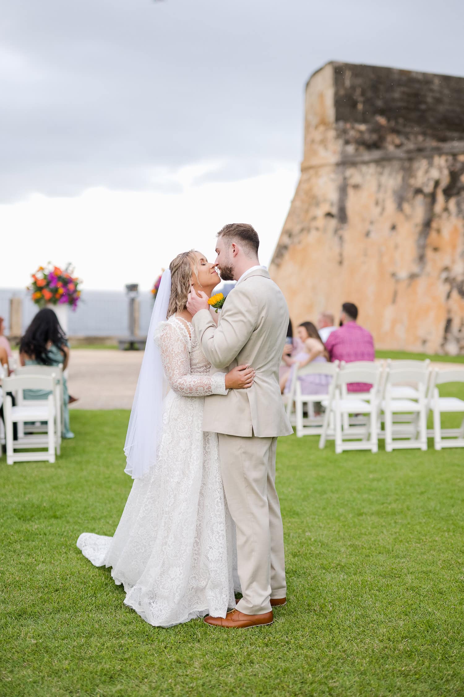 Plaza Santa Teresa ceremony decor ideas at Castillo San Cristobal Wedding Photography Puerto Rico