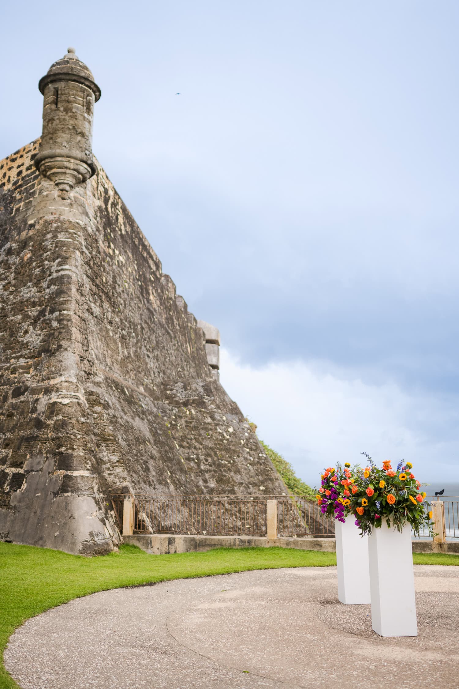 Bastion Santa Teresa ceremony decor ideas at Castillo San Cristobal Wedding Photography Puerto Rico