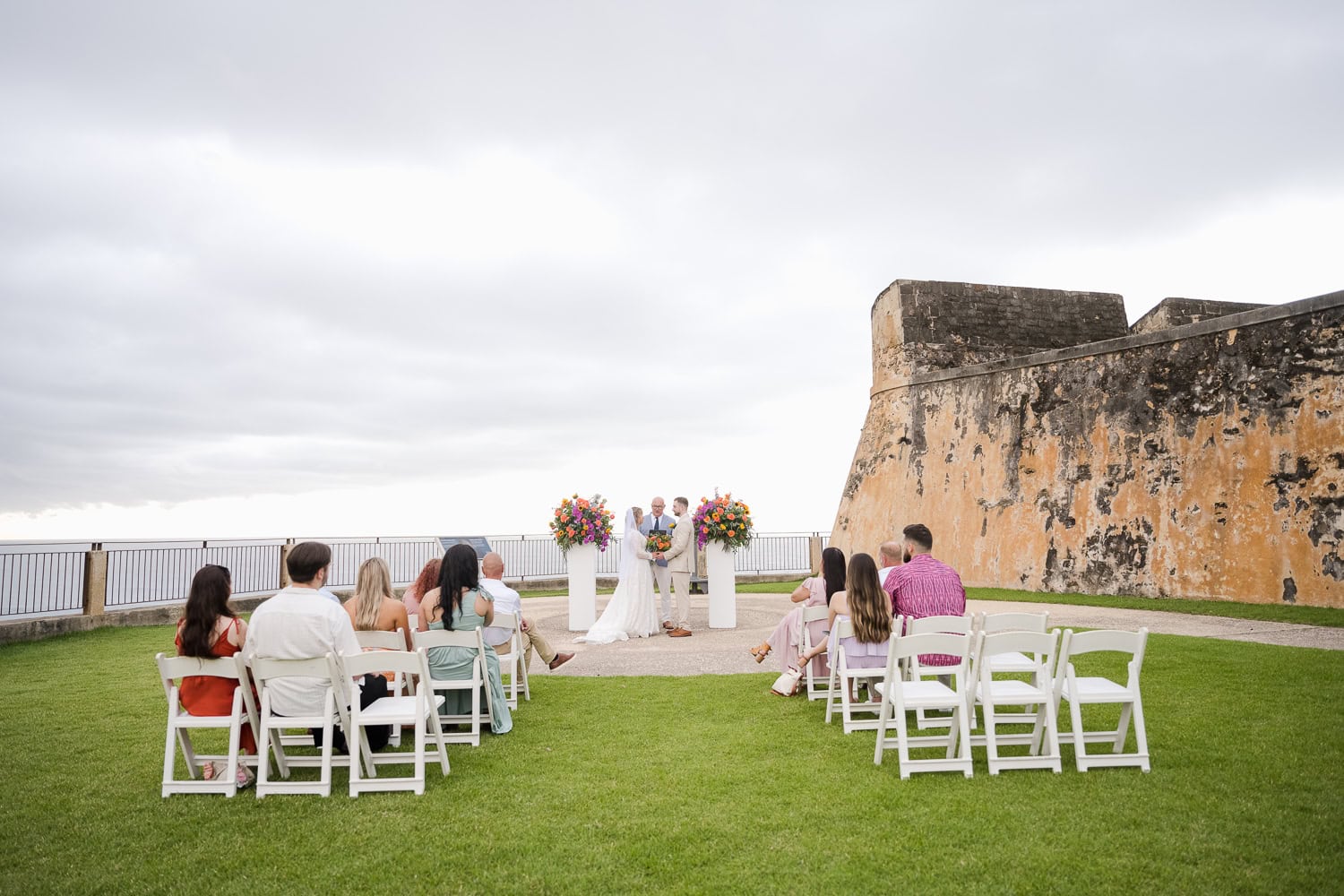 Plaza Santa Teresa ceremony decor ideas at Castillo San Cristobal Wedding Photography Puerto Rico