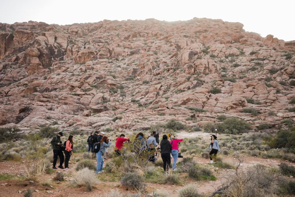 Behind the scenes en el Photowalk the Aftershoot y Latinos Who Photograph, en Red Rock Canyon, Nevada.