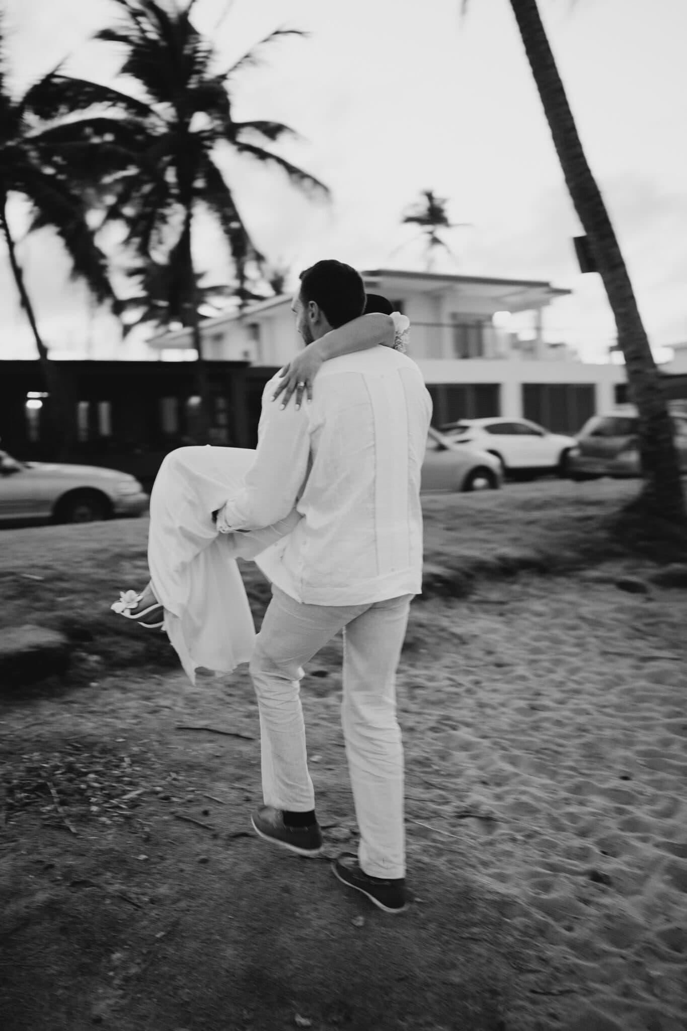 Small intimate beach wedding photography at La Pared Beach, in Luquillo Puerto Rico