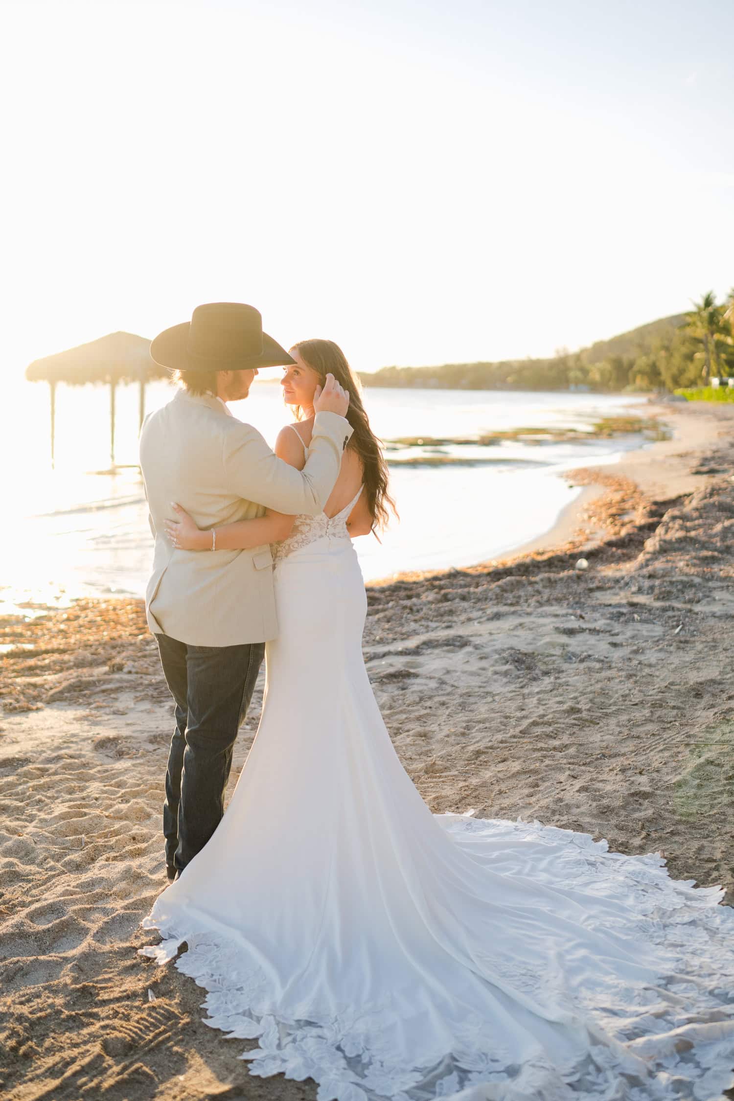 wedding photography overwater beach bungalow at copamarina beach resort