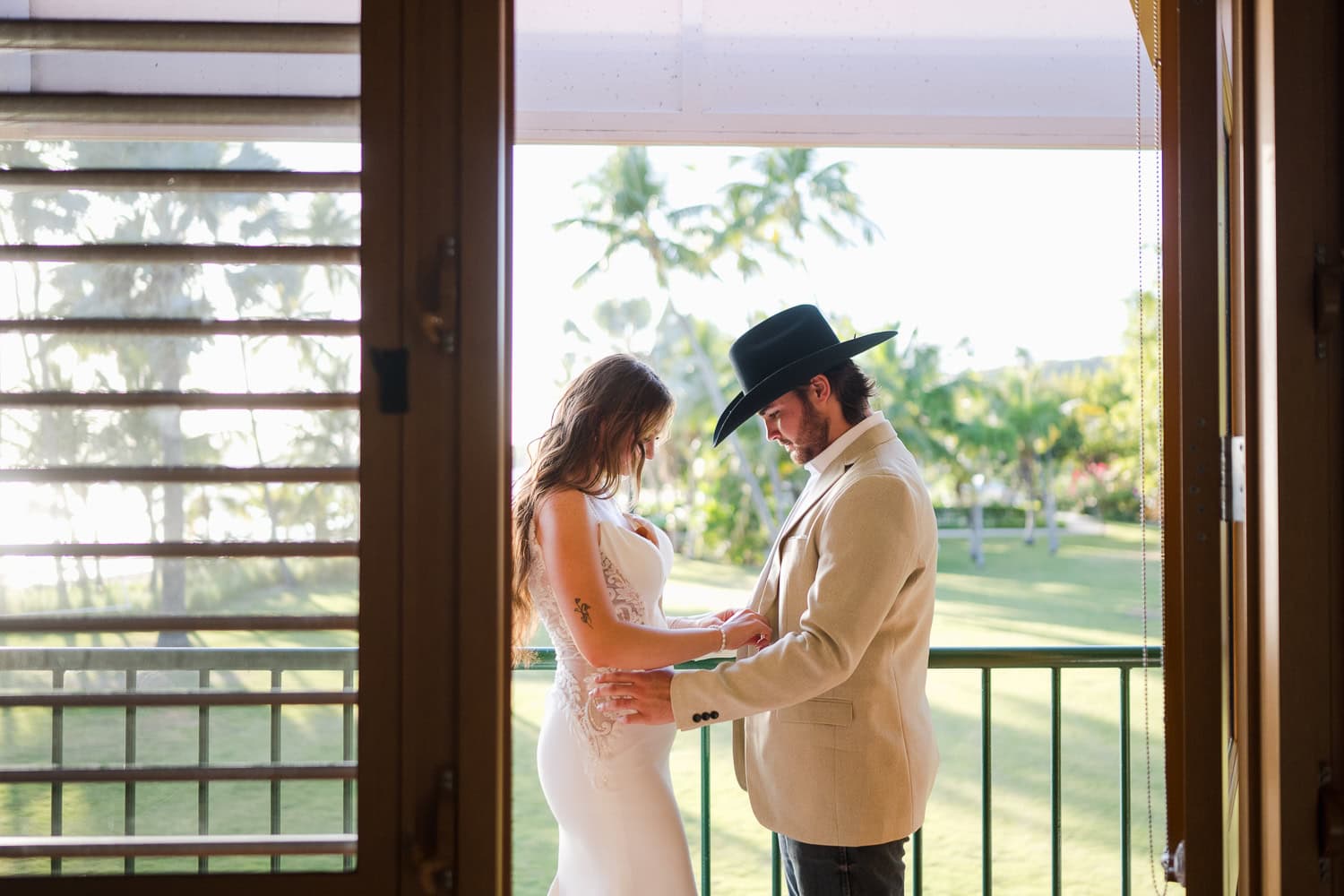 wedding photography overwater beach bungalow at copamarina beach resort