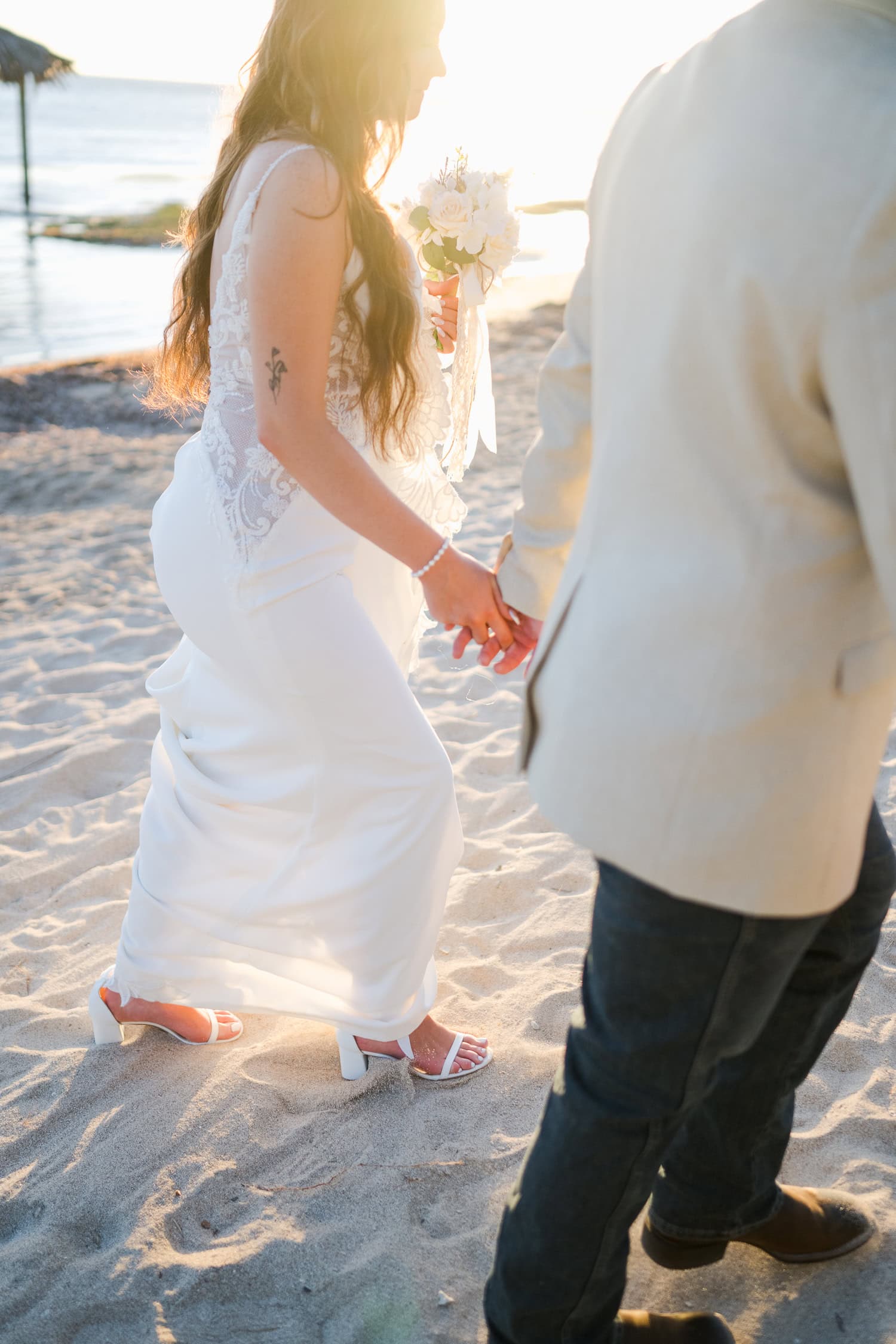 wedding photography overwater beach bungalow at copamarina beach resort