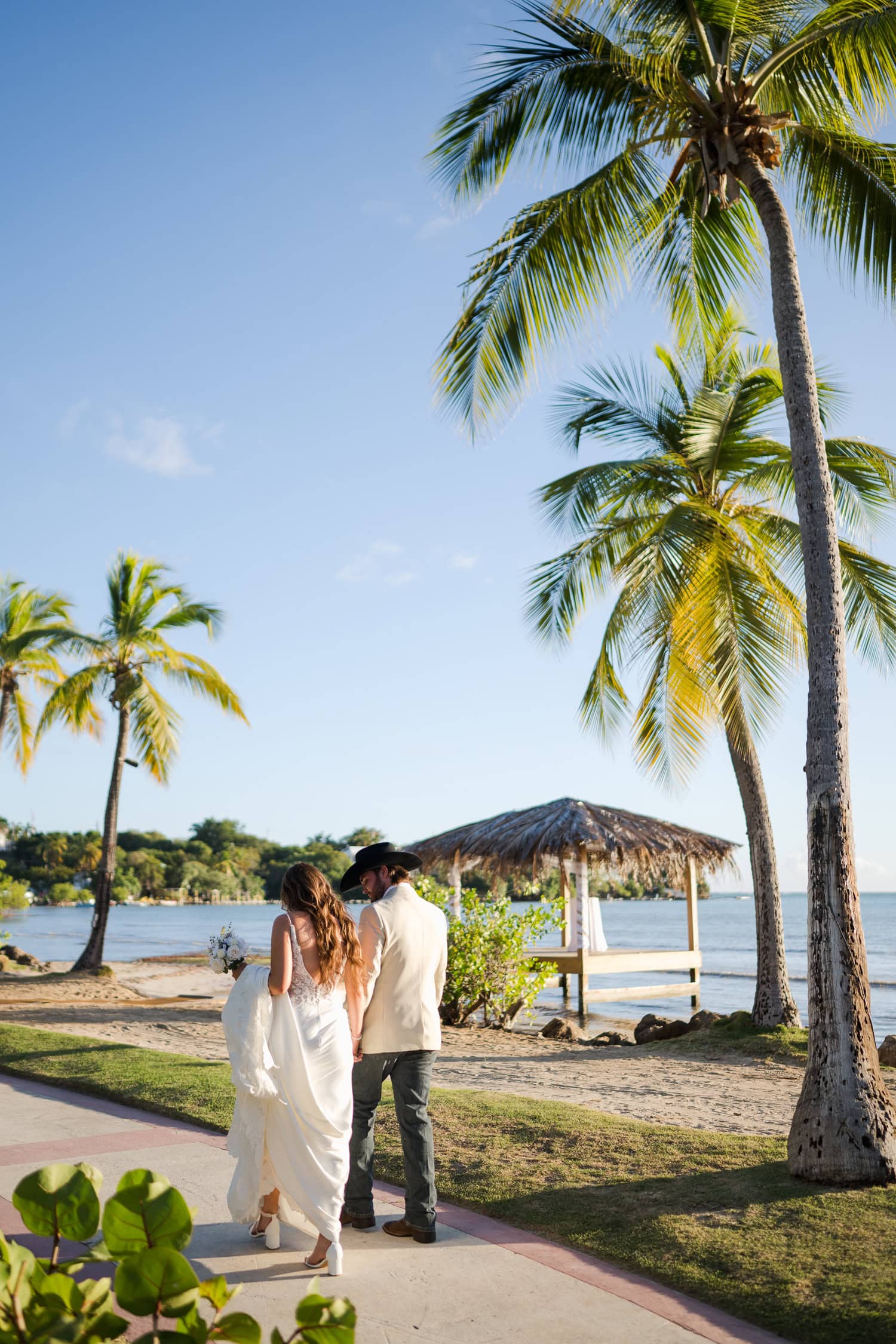 wedding photography overwater beach bungalow at copamarina beach resort