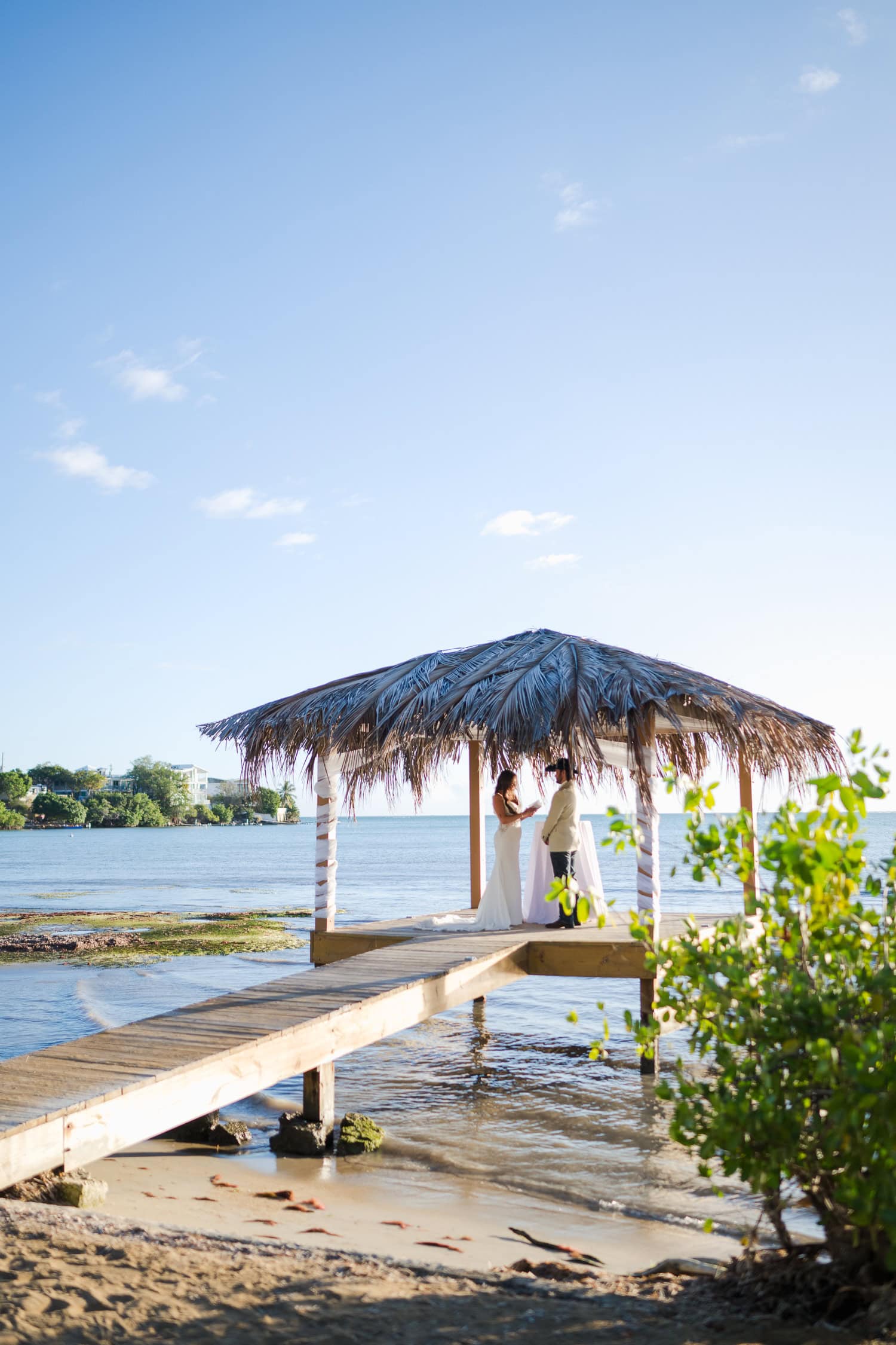 wedding photography overwater beach bungalow at copamarina beach resort