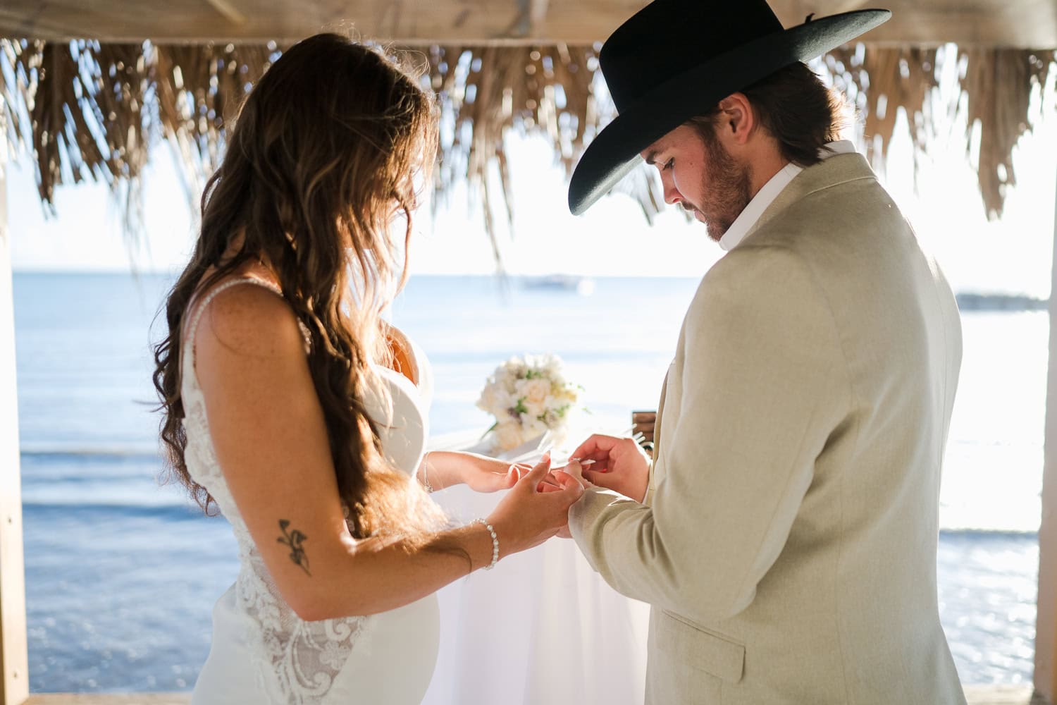 wedding photography overwater beach bungalow at copamarina beach resort