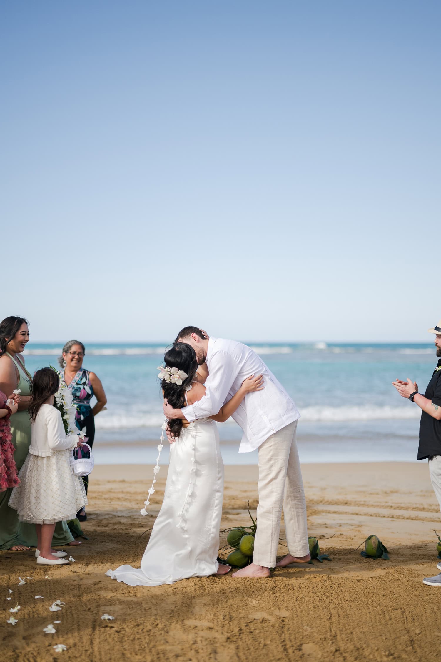 Small intimate beach wedding photography at La Pared Beach, in Luquillo Puerto Rico