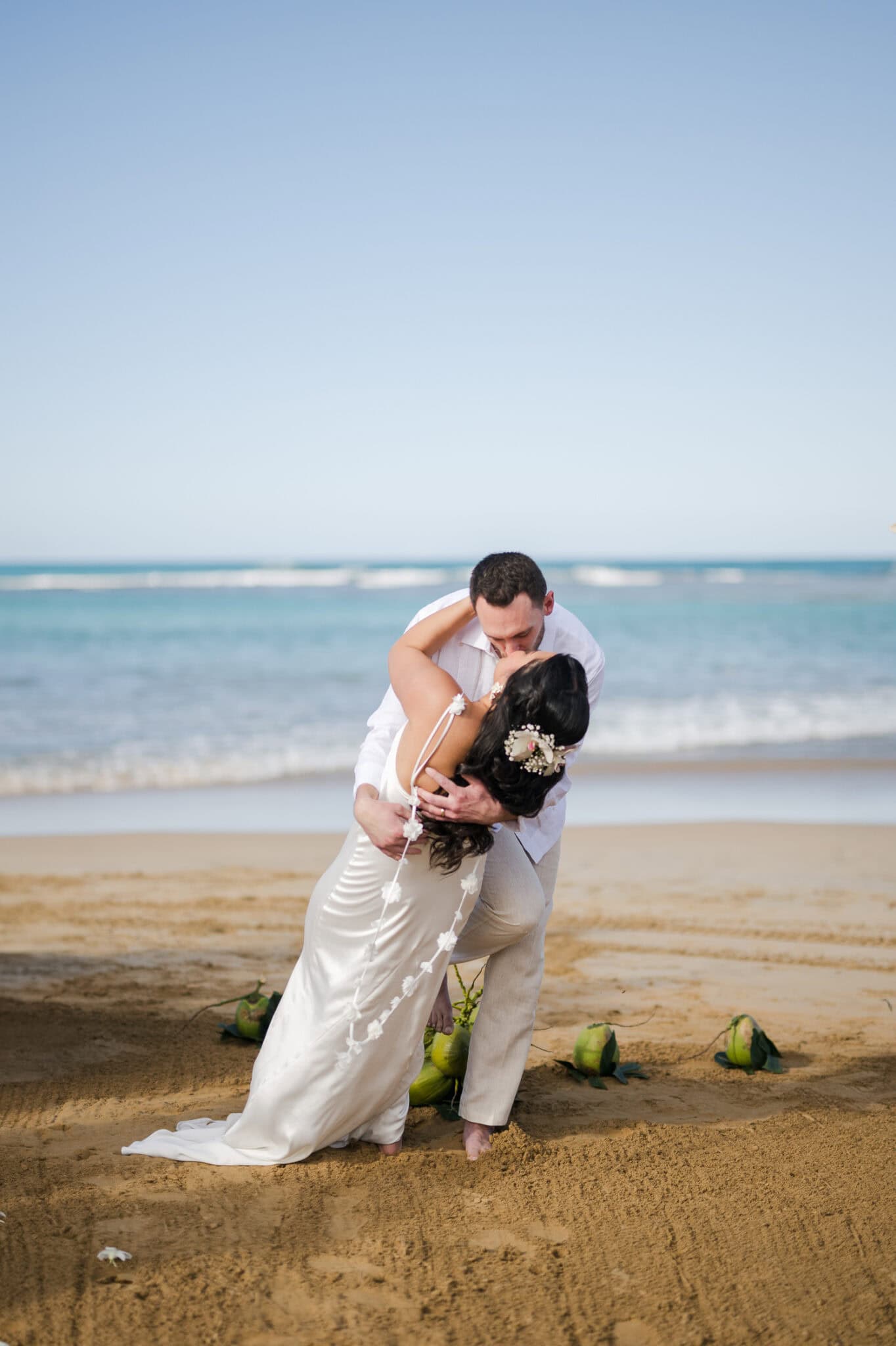 Small intimate beach wedding photography at La Pared Beach, in Luquillo Puerto Rico